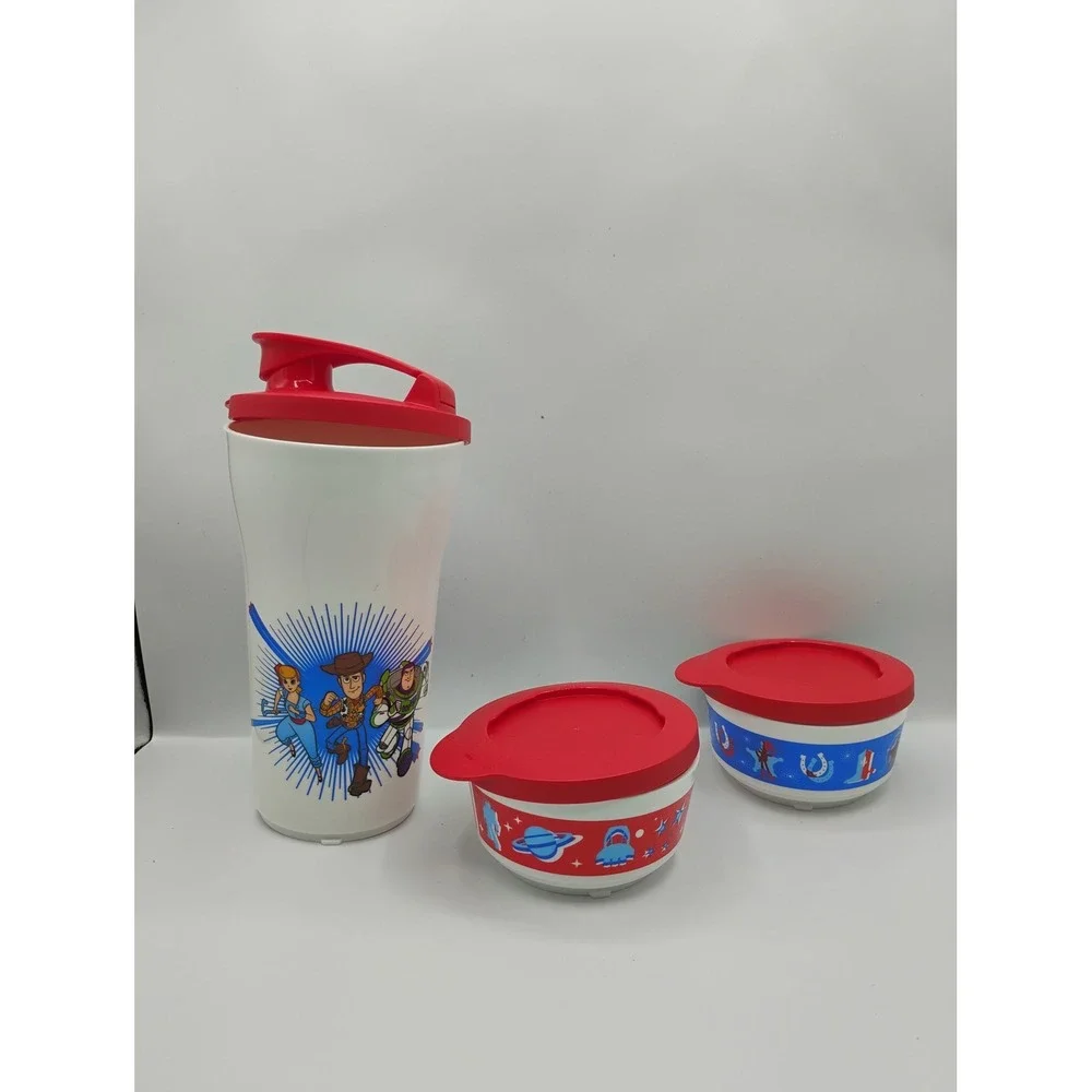 Tupperware Toy Story Snack Set Kids OS White Red Excellent Disney Pixar Woody